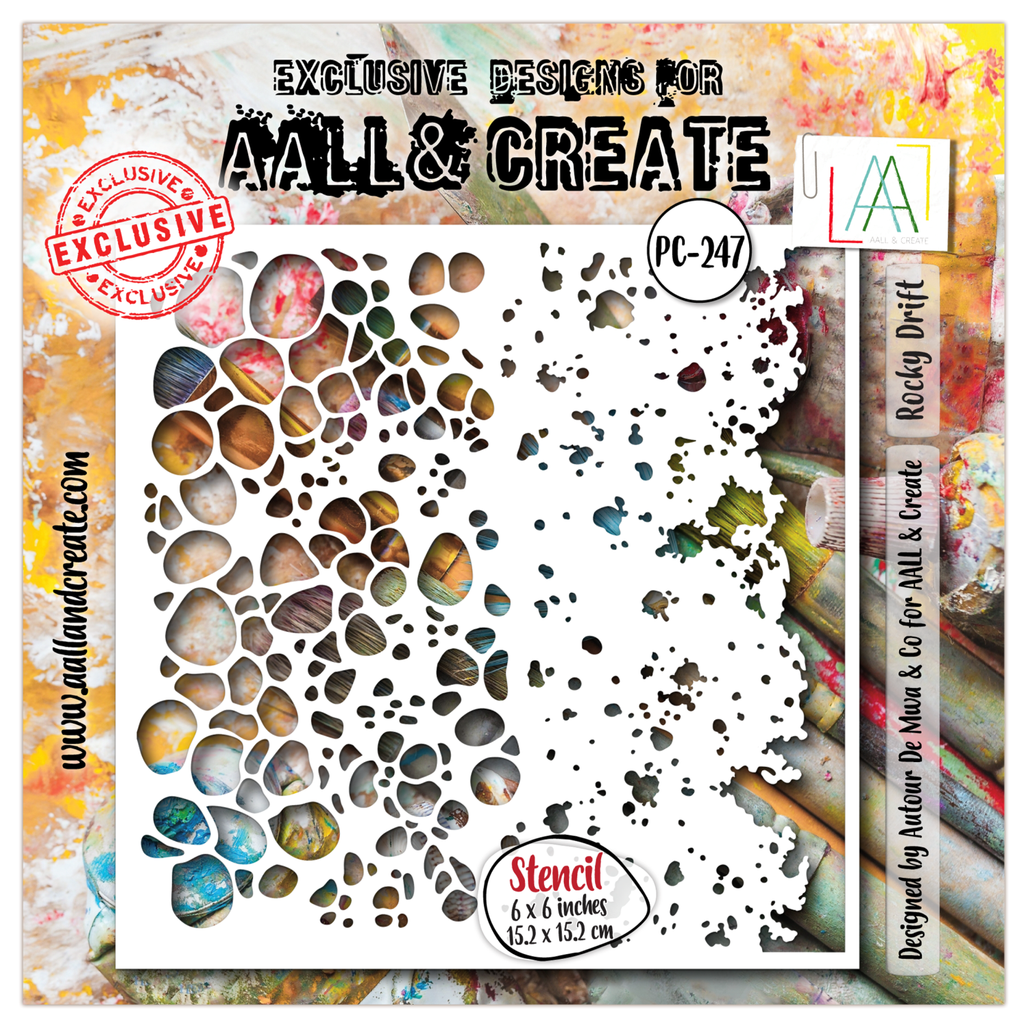 Aall&Create - #247- 6"X6" STENCIL - Rocky Drift