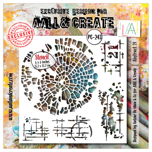 Aall&Create - #243- 6"X6" STENCIL - Abstract 21