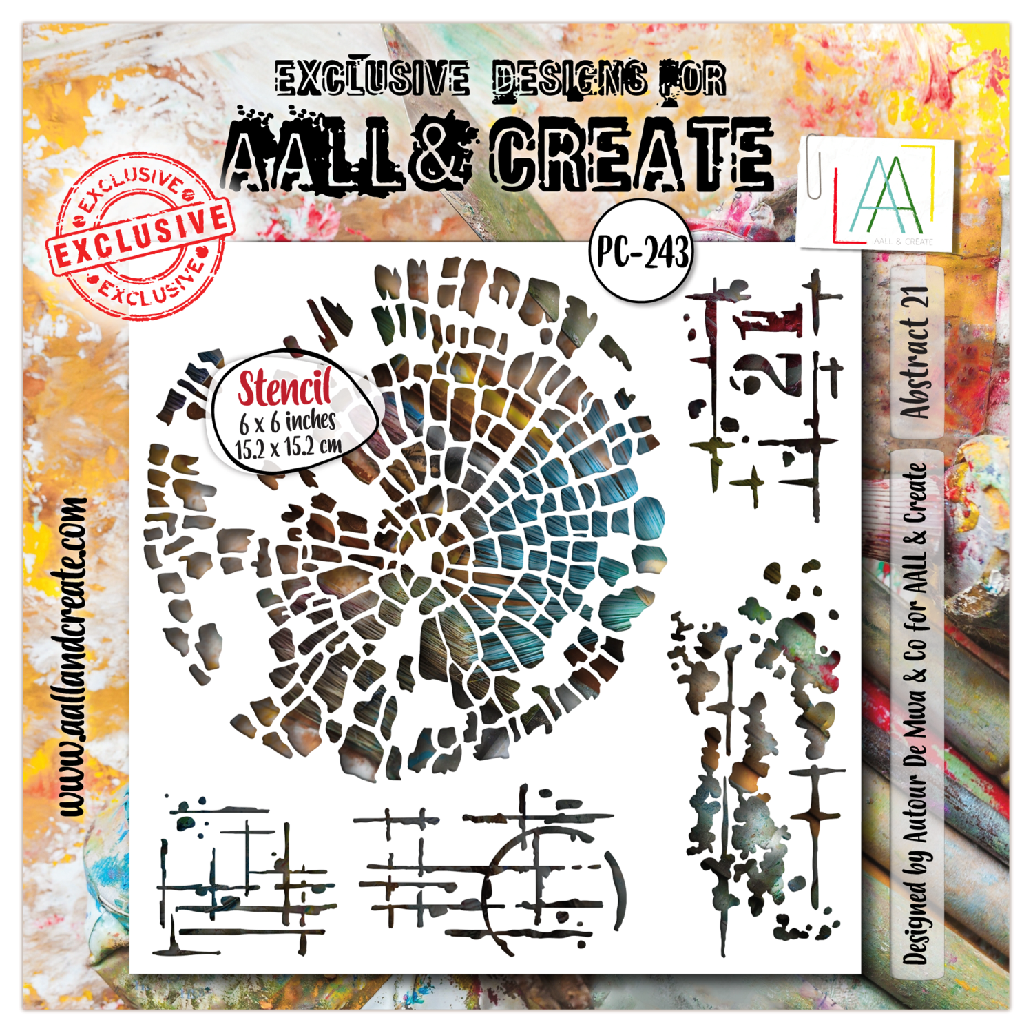 Aall&Create - #243- 6"X6" STENCIL - Abstract 21