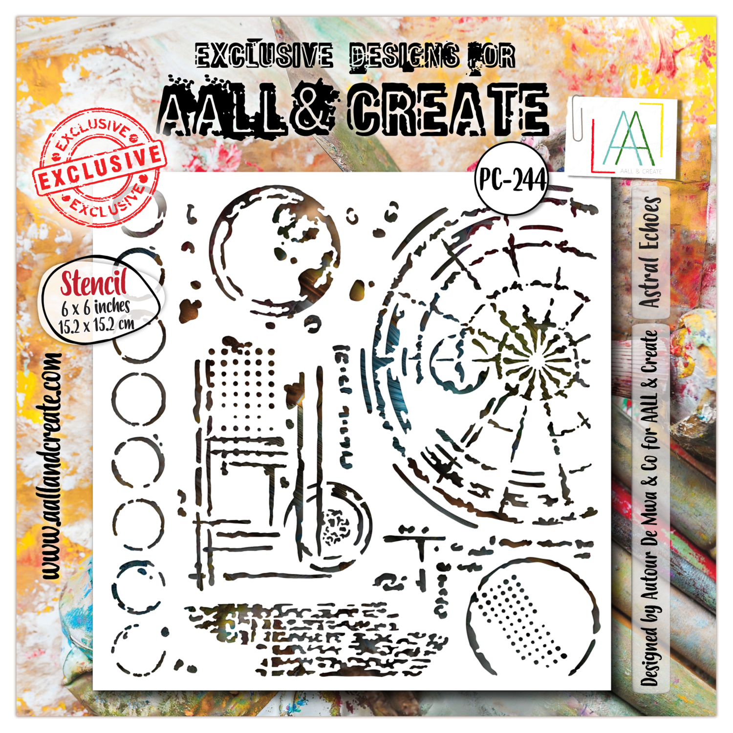 Aall&Create - #244- 6"X6" STENCIL - Astral Echoes