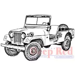 Vintage Military Jeep - Deep Red Cling Stamp 3.2"X2.1"