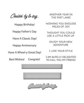 Spellbinders - Classic Road Legends Clear Stamp & Die Set Cruisin' By Sentiments