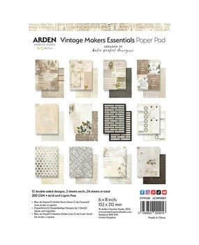 Arden - Vintage Makers 6x8 Inch Paper Pad Essentials