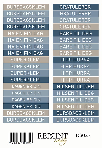 Reprint - Hip hip horray - Text Norsk - Paper Stickers