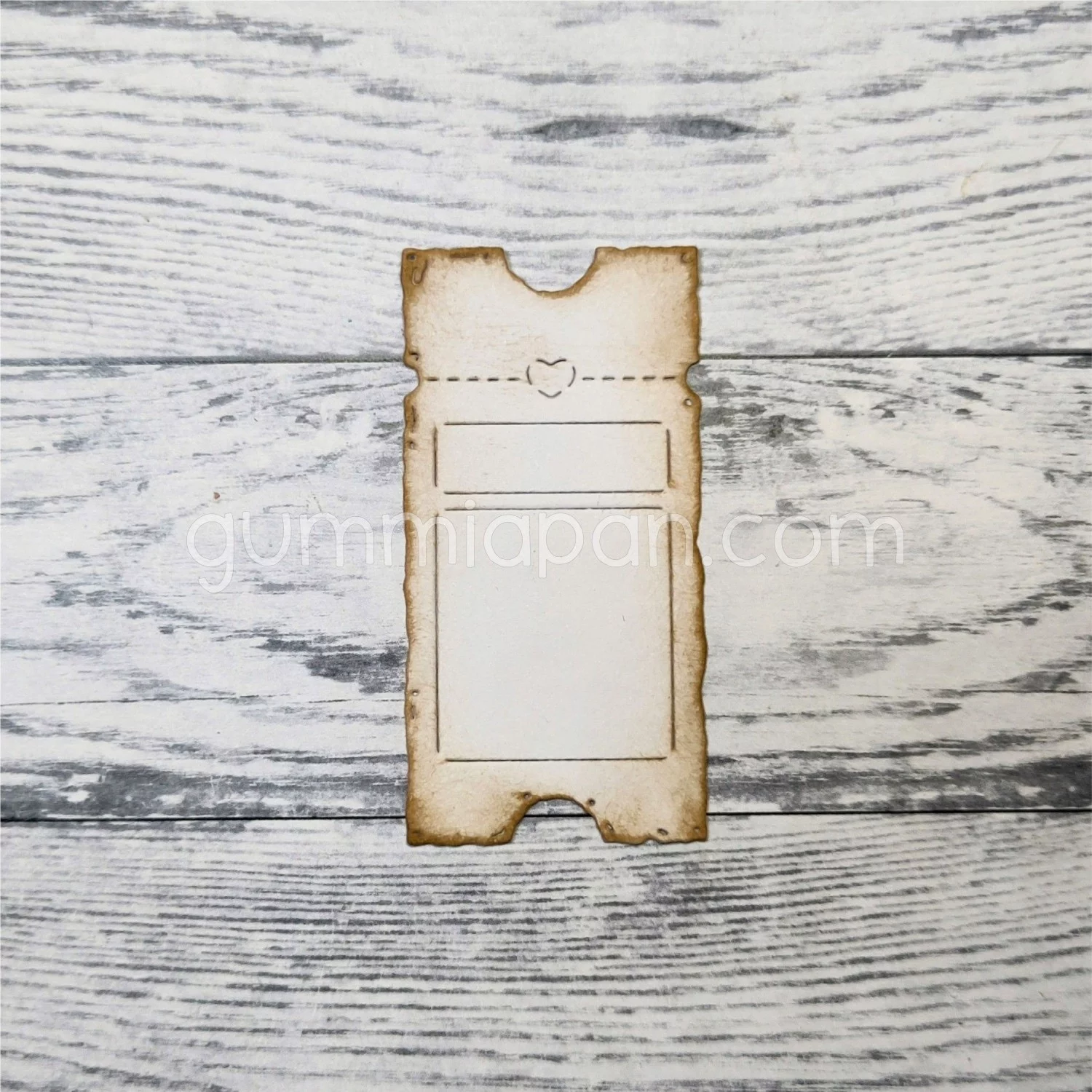 Gummiapan - Sliten Billett med hjerte  - dies