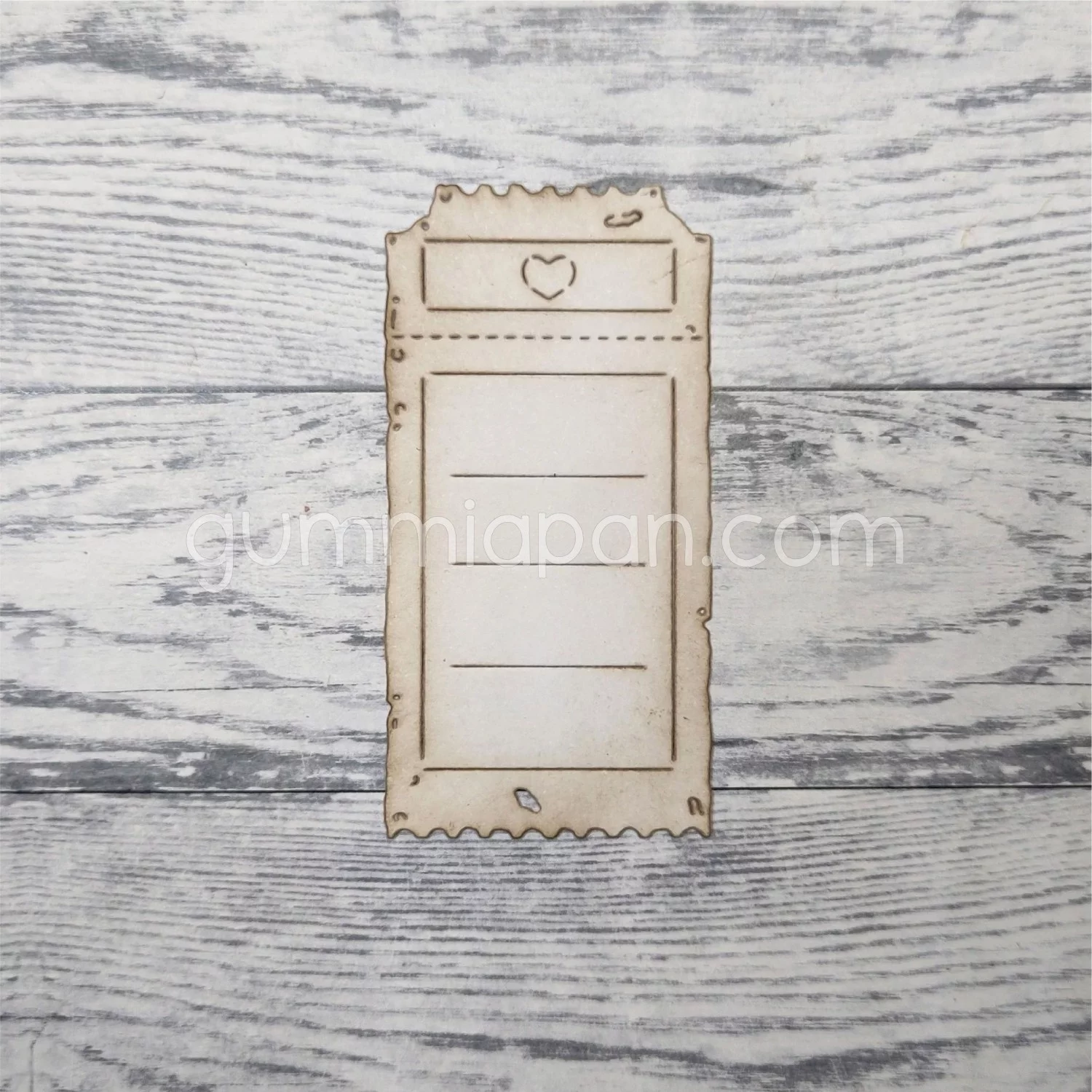 Gummiapan - Stor Sliten Billett med hjerte  - dies