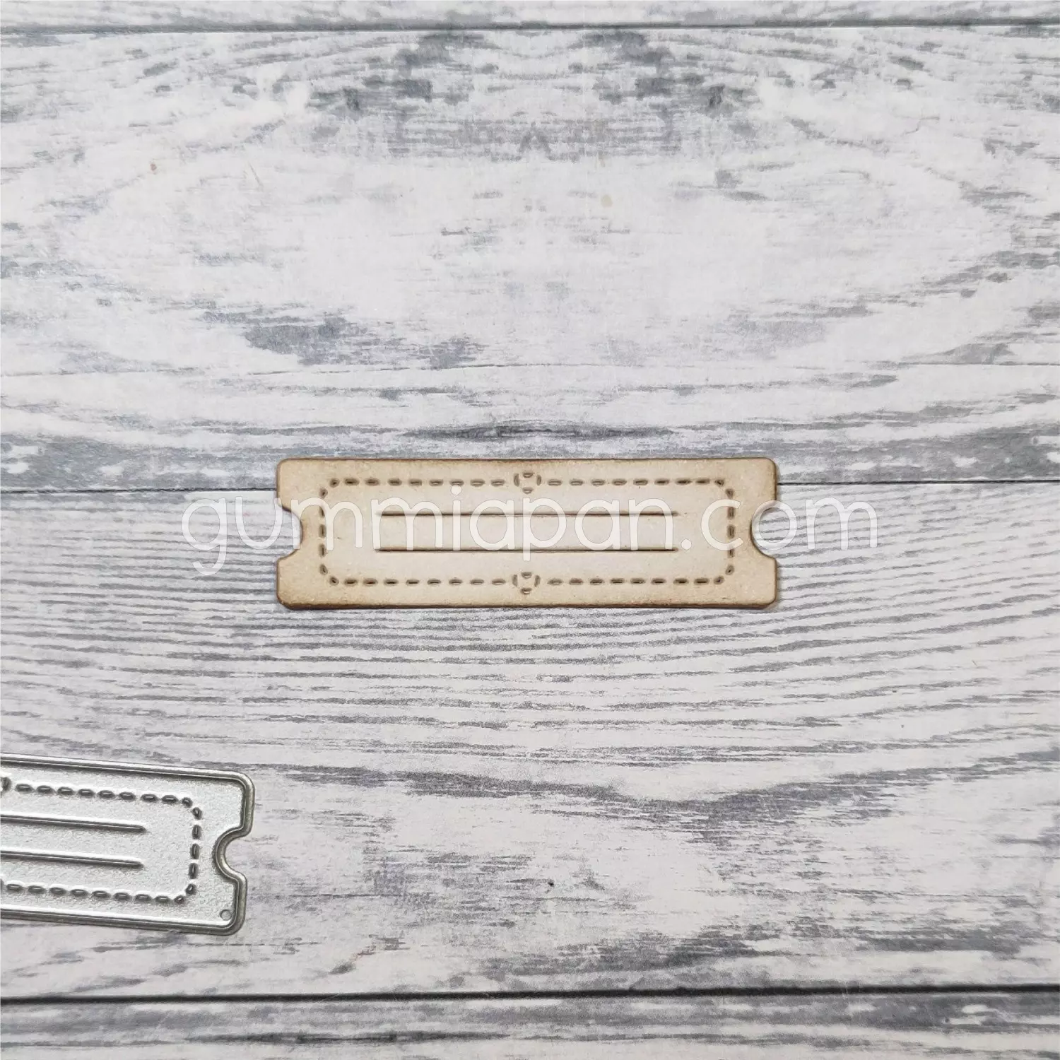 Gummiapan - Liten billet med dobble hjerter - dies