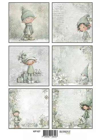 Reprint - Klippark - Home for Christmas - Elf tags A4