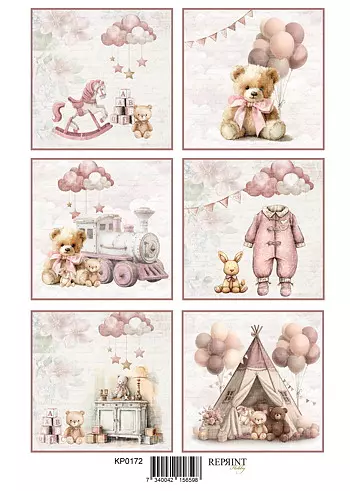 Reprint - Klippark - Baby girl tags A4