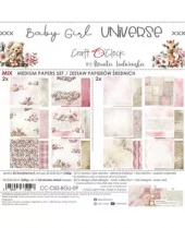 Craft O'Clock - Baby Girl Universe 8x8 Inch Medium Papers Set