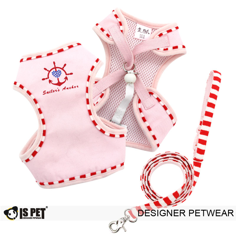Anchor & heart harness leash set PINK S