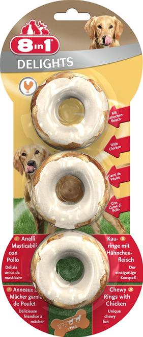 8in1 Delights Kylling Chewy Rings, 3 stk