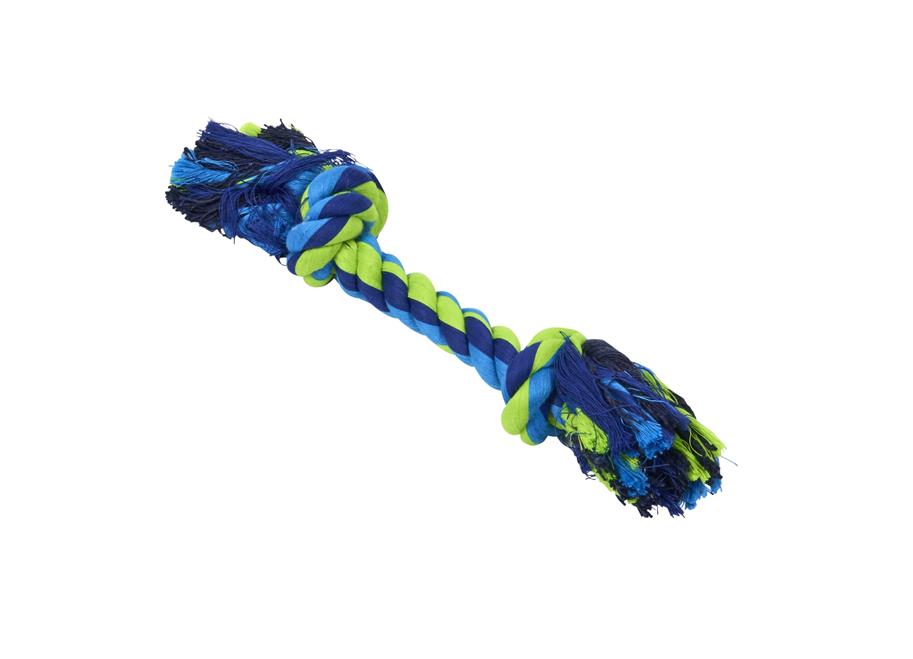 BUSTER  Dental Rope 2-Knot, blue/lime, small, 23 cm