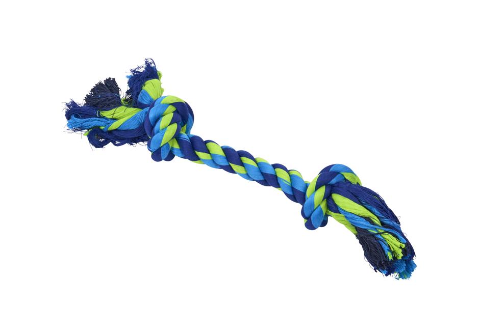 BUSTER  Dental Rope 2-Knot, blue/lime, large, 35 cm
