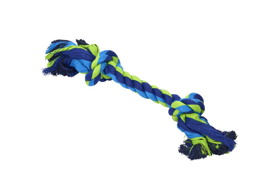 BUSTER  Dental Rope 2-Knot, blue/lime, x-large, 40 cm