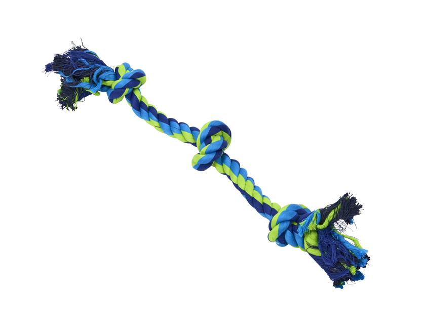 BUSTER  Dental Rope 3-Knot, blue/lime, small, 38 cm