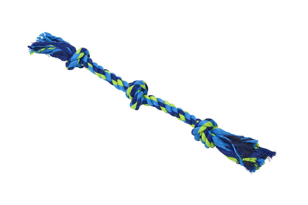 BUSTER  Dental Rope 3-Knot, blue/lime, medium, 50 cm