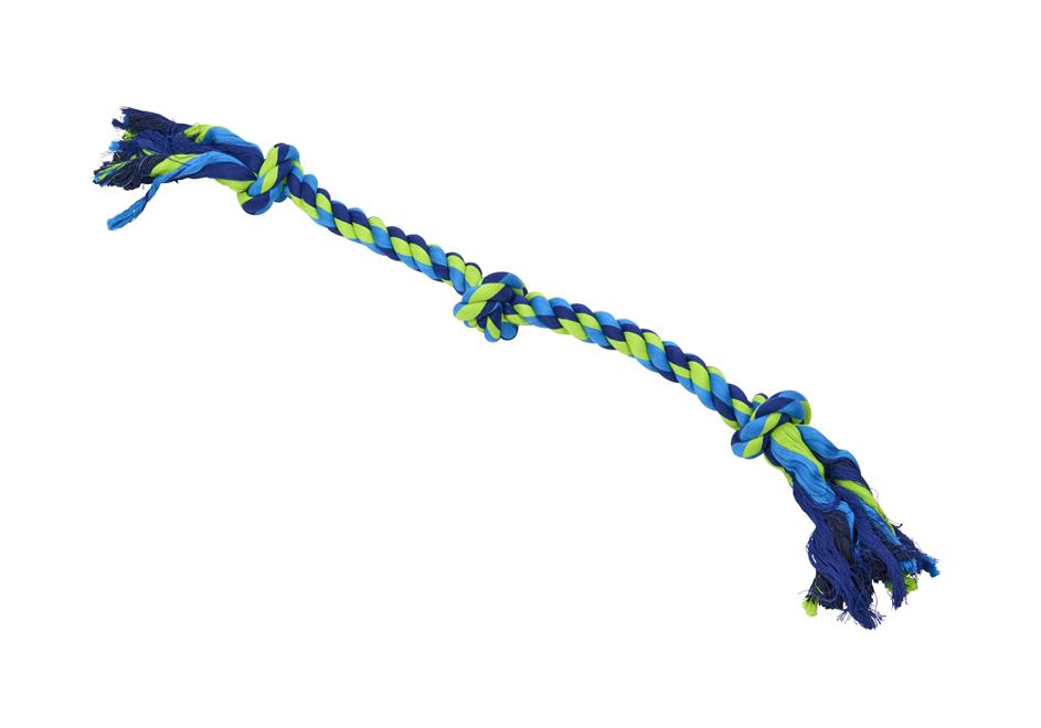 BUSTER  Dental Rope 3-Knot, blue/lime, large, 63 cm