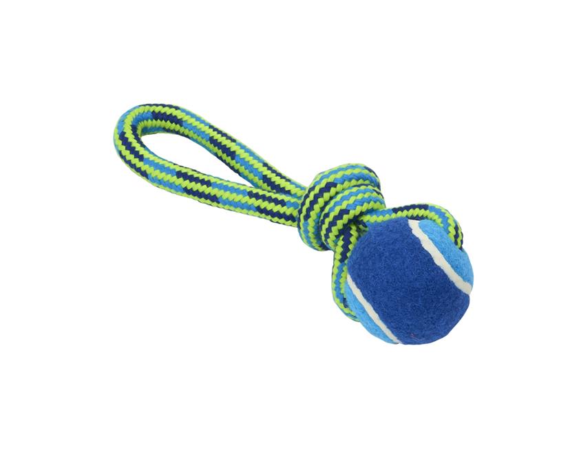 BUSTER  Tyggeball Handle m/Tennisball, blue/lime, small, 18 cm