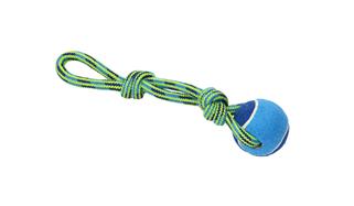 BUSTER  Tyggeball Handle m/Tennisball, blue/lime, medium, 30 cm