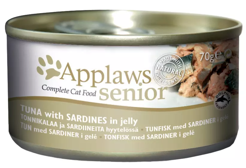 Applaws Senior boks Tunfisk + Sardiner i gele 70g.