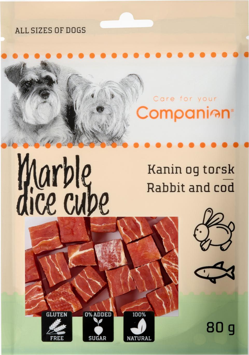 Companion marble dice cube - kanin og torsk 80g.