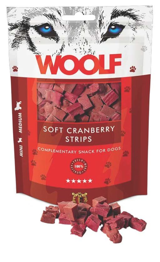 Woolf soft cranberry strips 100g