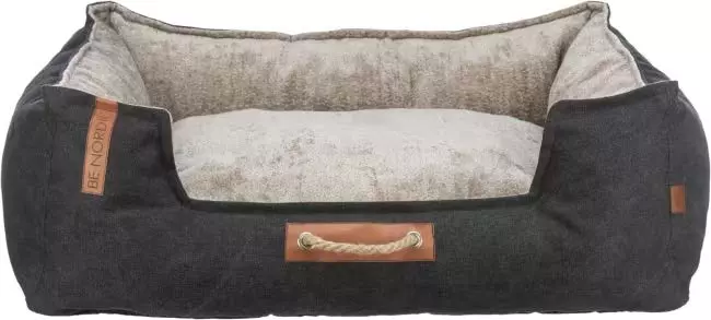 Hundeseng 36592 BE NORDIC Canvas/Softplysj Sort/Sand 100x80cm