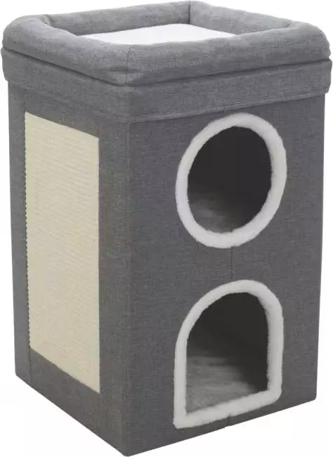 Kattemøbel 44433 Cat Tower Saul Sisal/Vevd/Plysj 39x39x64cm Grå