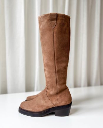 Dusty Long Leather Boots - Pavement
