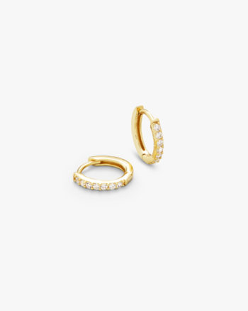 Pave Hoops White Small Gold - Philippa Studios