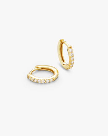 Pave Hoops White Medium Gold - Philippa Studios