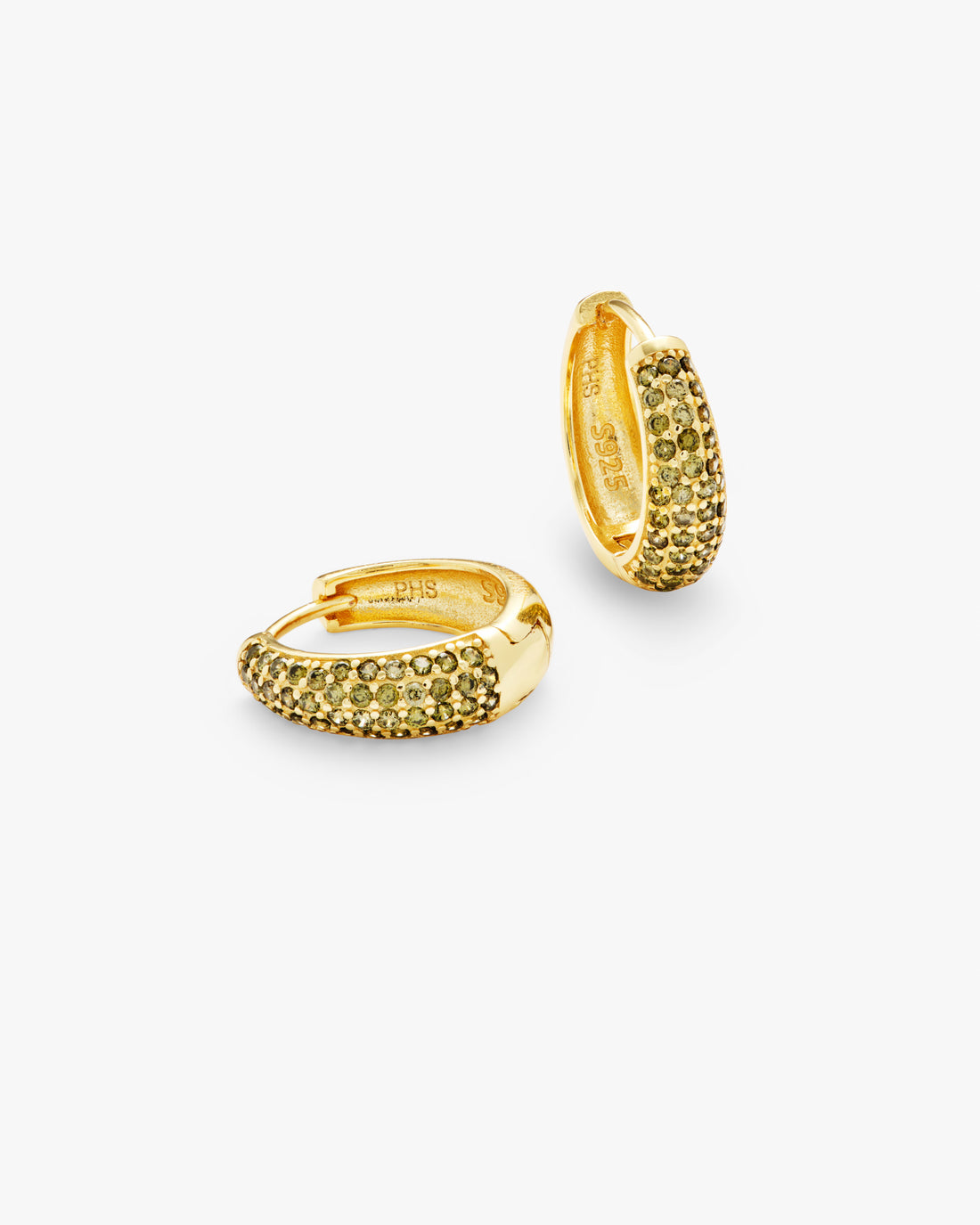 Dome Pave Hoops Peridot Medium Gold - Philippa Studios