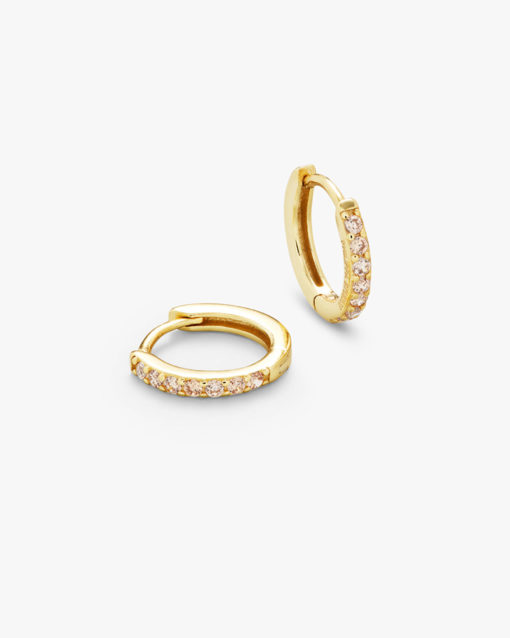 Pave Hoops Champagne Medium Gold - Philippa Studios