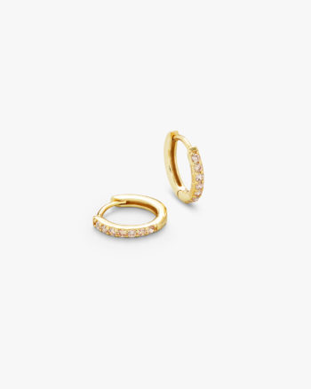 Pave Hoops Champagne Small Gold - Philippa Studios