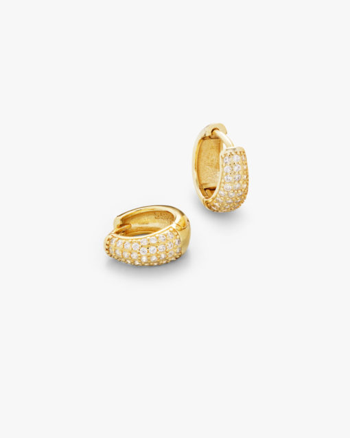 Dome Pave Hoops Small Gold - Philippa Studios