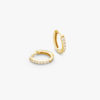 Pave Hoops White Small Gold - Philippa Studios