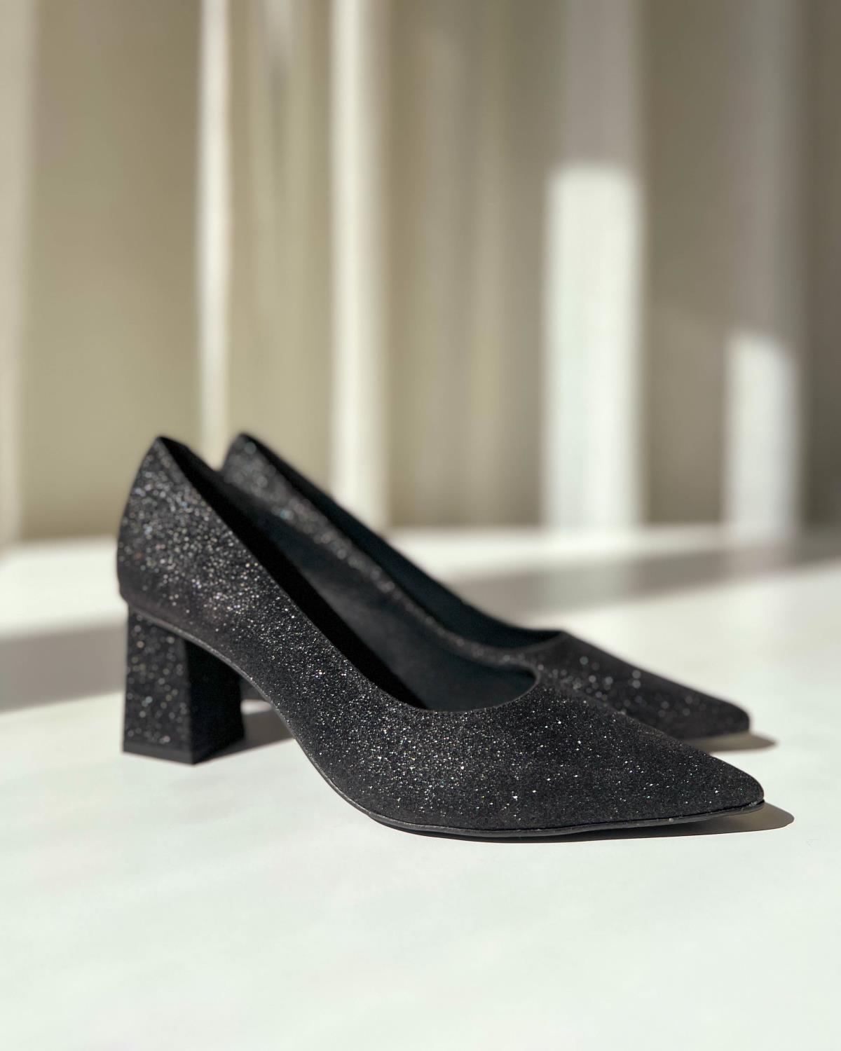 Glitter Lariba Heel Black - Kmb