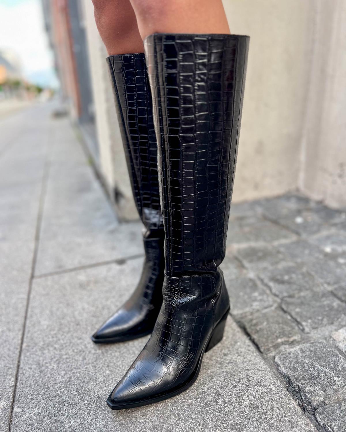 Marthe Croco Boots - Pavement