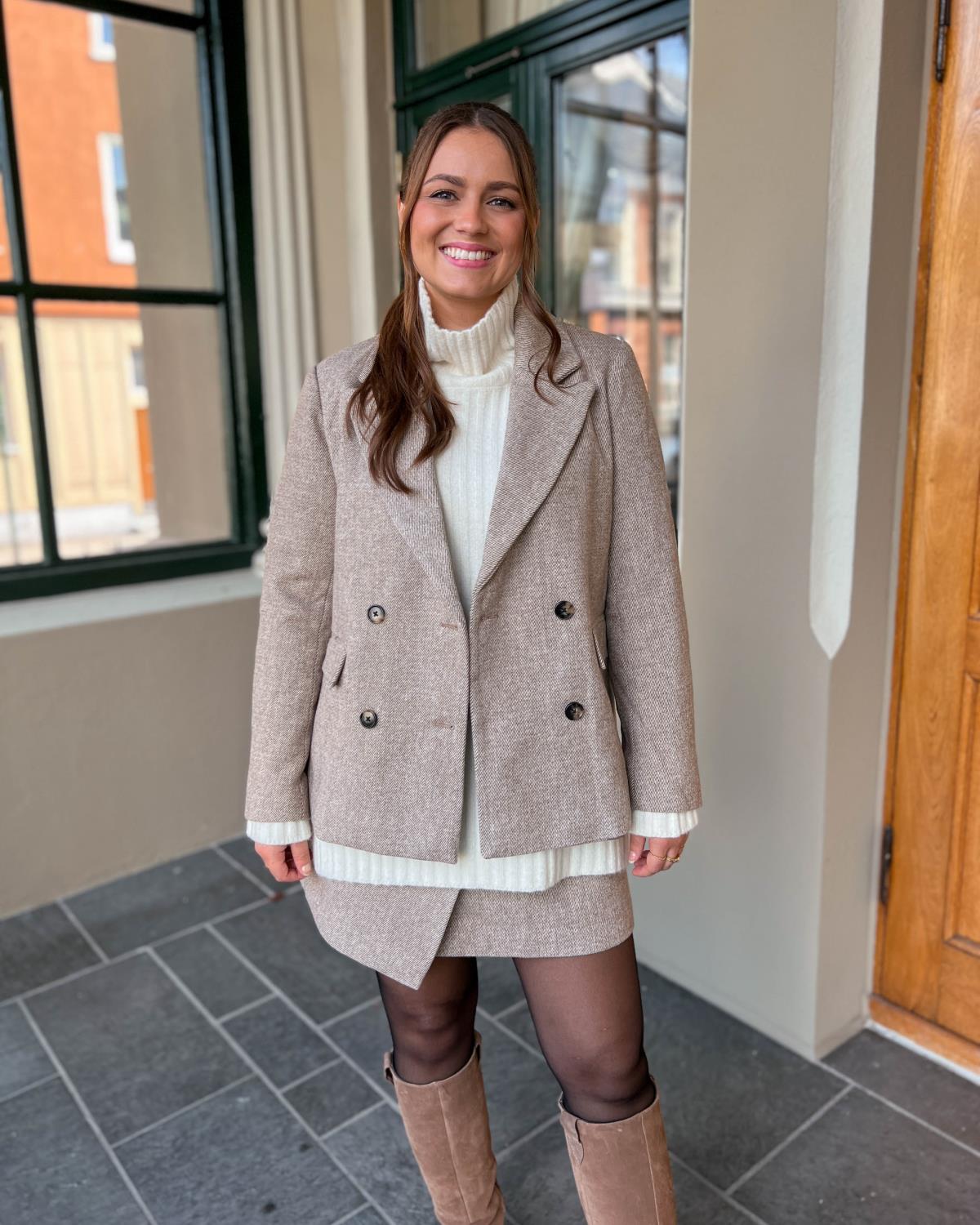 Yassummer Wool Mix Blazer Brown Melange - Yas