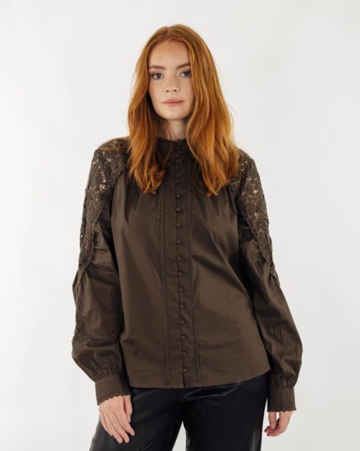 Arlene Blouse Dark Brown - Urban Pioneers