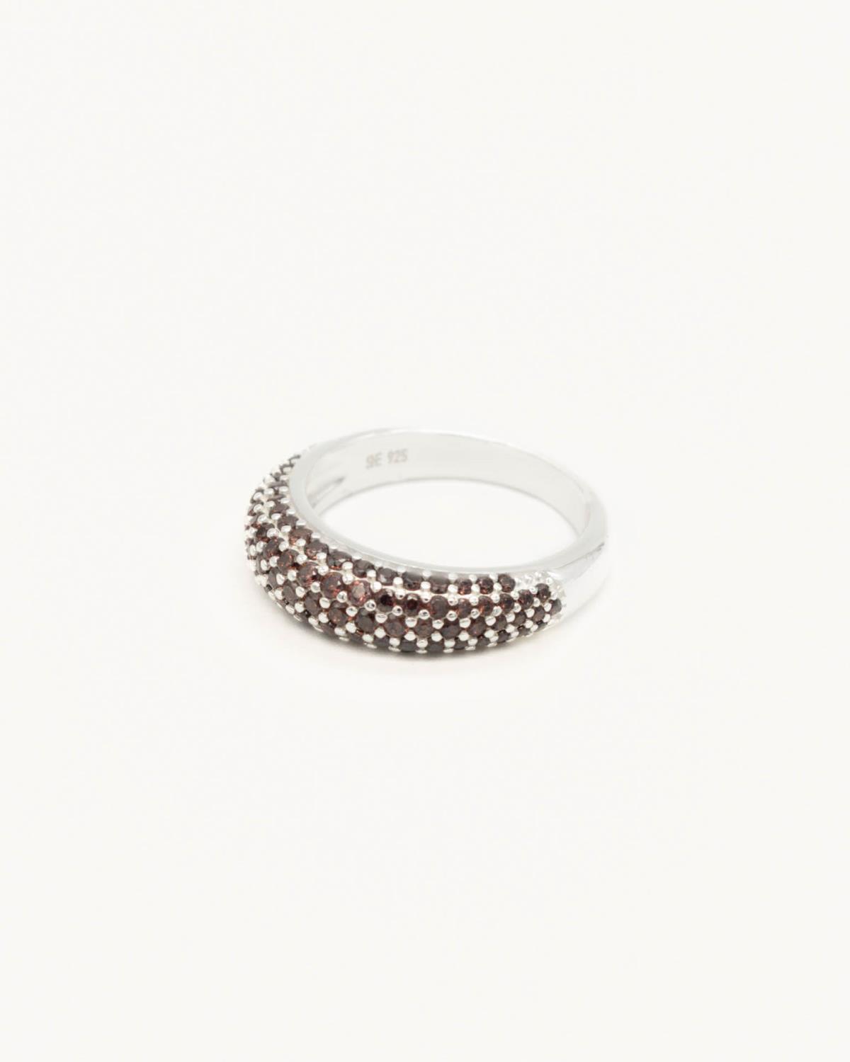 Slim Dome Ring Coffee Silver - Who Is She