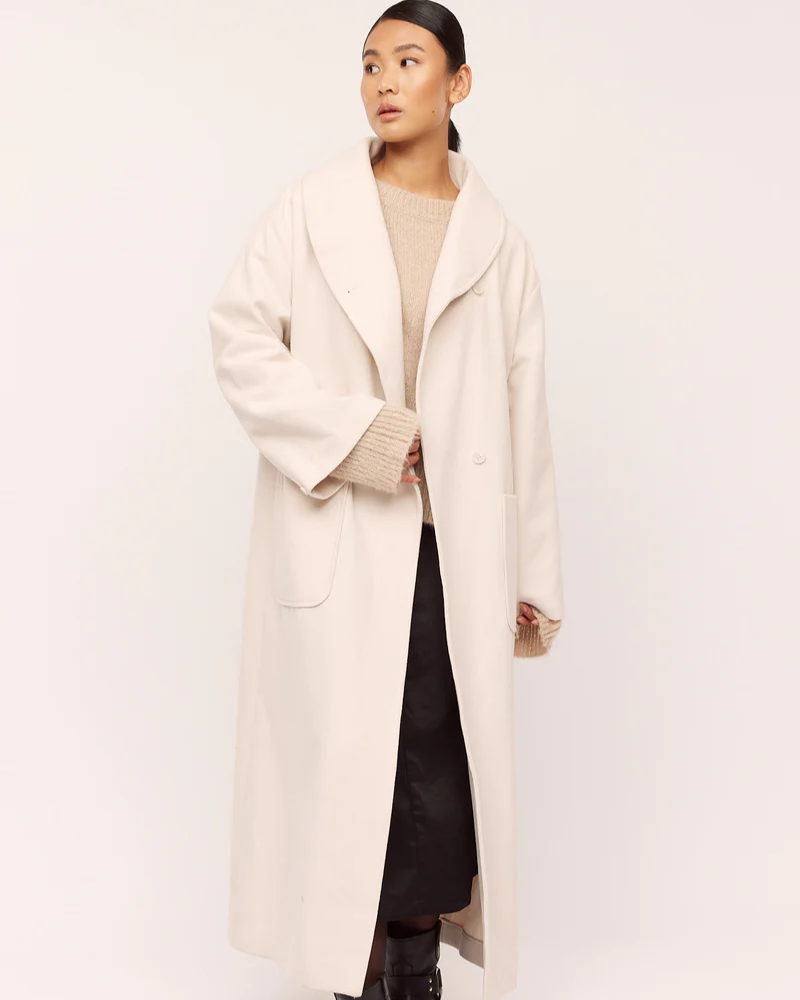 Camille Long Coat Winter White - Once Untold