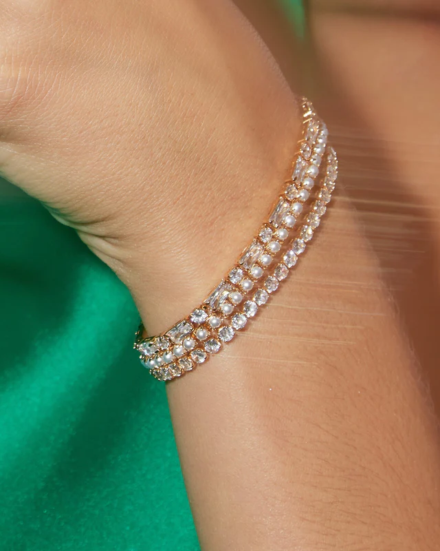 Crystal Tennis Bracelet Gold - Orelia