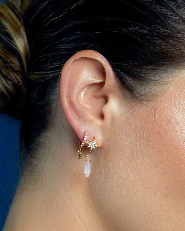 Pink Pave Moon Earrings - Orelia