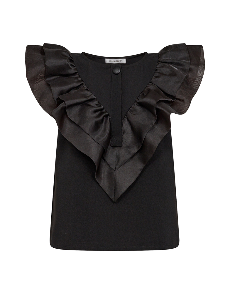 Bethany Frill Top Black - Co'Couture