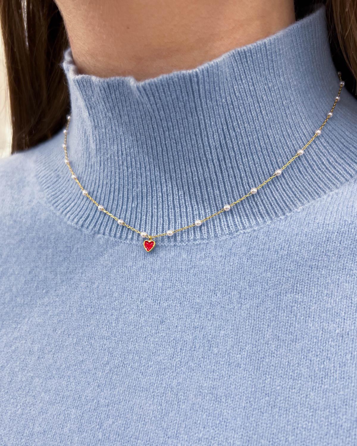 Mini Enamel Heart Necklace - Orelia