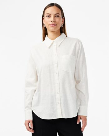 Yasflaxy Linen Shirt White - Yas