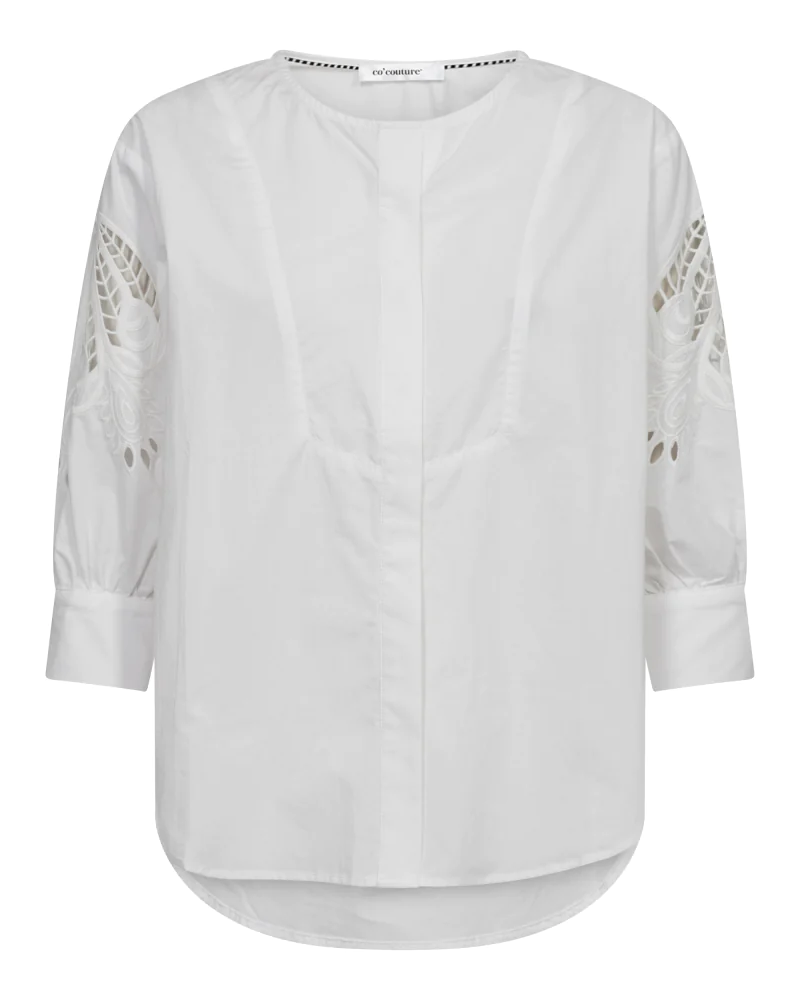 Kellise Lace Cut Shirt White - Cocouture