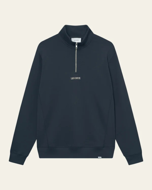 Dexter Half-Zip Dark Navy - Les Deux